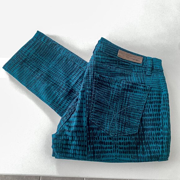 Calvin Klein - Teal Printed Skinny Jeans - 10 - Picture 5 of 9